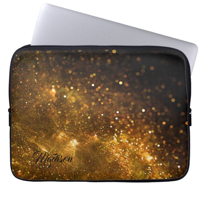Aangepaste naam Glitter-laptophoezen Laptop Sleeve (Voorkant)