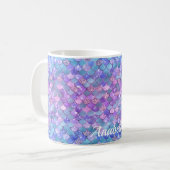 Aangepaste naam Glitter Paarse Zeemeerminnen Koffiemok (Voorkant links)