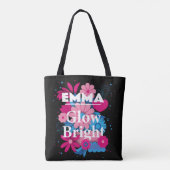 Aangepaste Naam Glow Bright Bloemen Gepersonalisee Tote Bag (Achterkant)