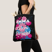Aangepaste Naam Glow Bright Bloemen Gepersonalisee Tote Bag (Dichtbij)