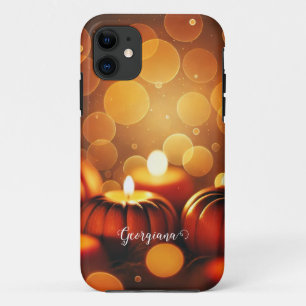 Aangepaste naam Glowing Pumpkins Autumnal Bokeh Ef Case-Mate iPhone Case