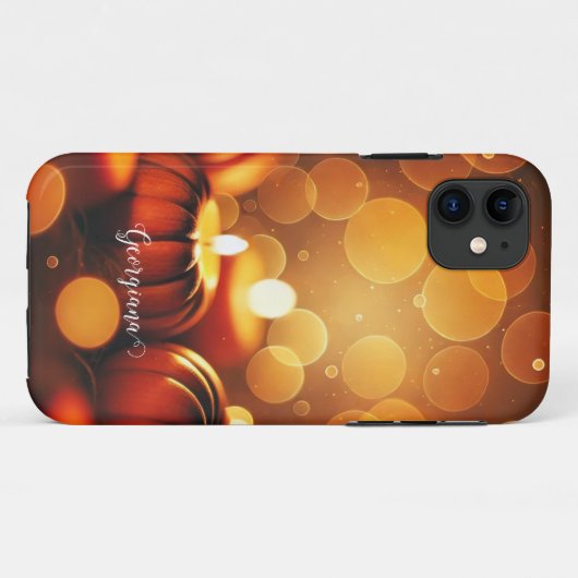Aangepaste naam Glowing Pumpkins Autumnal Bokeh Ef Case-Mate iPhone Case (Achterkant (horizontaal))