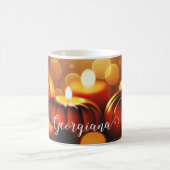 Aangepaste naam Glowing Pumpkins Autumnal Bokeh Ef Koffiemok (Center)