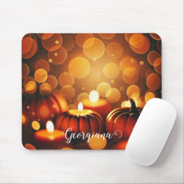 Aangepaste naam Glowing Pumpkins Autumnal Bokeh Ef Muismat