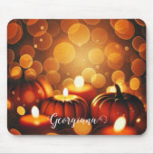 Aangepaste naam Glowing Pumpkins Autumnal Bokeh Ef Muismat (Voorkant)