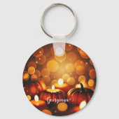 Aangepaste naam Glowing Pumpkins Autumnal Bokeh Ef Sleutelhanger (Achterkant)