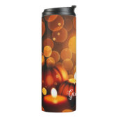 Aangepaste naam Glowing Pumpkins Autumnal Bokeh Ef Thermosbeker (Gedraaid links)