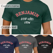 Aangepaste Naam Goede Vibes Crew Groen Rood Graphi T-shirt