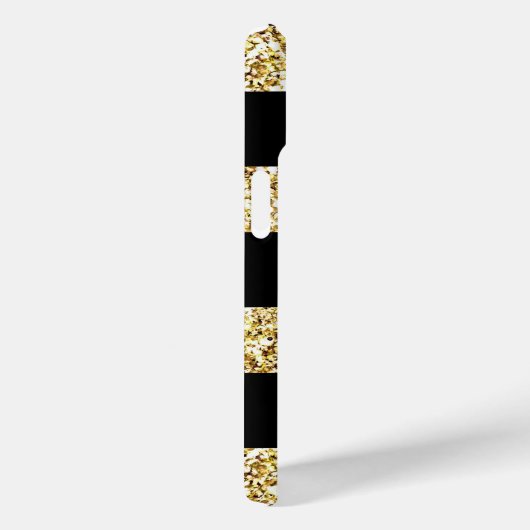 Aangepaste naam Gold Glitter Black Stripes Case-Mate iPhone Case (Achterkant / Rechts)
