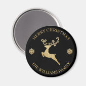 Aangepaste naam Gold Glitter Rendier Vrolijk Kerst Magneet (Voorkant / Achterkant)