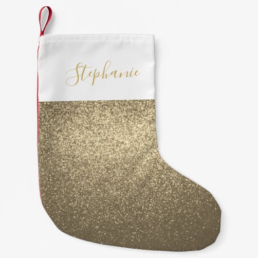 Aangepaste naam Gold Glitter Small kerststop Kleine Kerstsok (Voorkant)