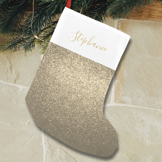 Aangepaste naam Gold Glitter Small kerststop Kleine Kerstsok
