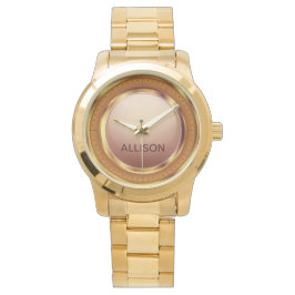 Aangepaste naam Gold Lila Shiny Metal Elegant Mode Horloge