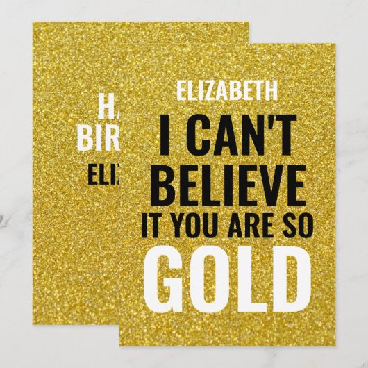 Aangepaste naam Gold Modern 50e verjaardag (Voorkant / Achterkant)