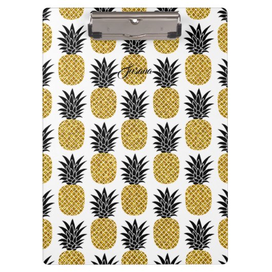 Aangepaste naam Gold Pineapple Padfolio Mini Clipb Klembord (Voorkant)