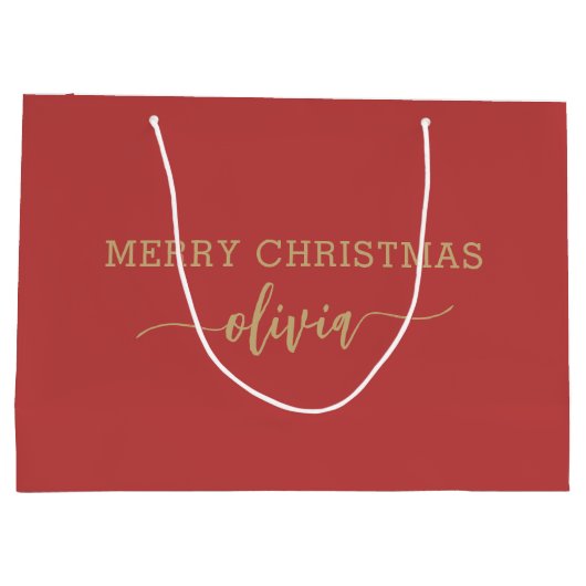 Aangepaste naam Gold Red Large Gift Bag Groot Cadeauzakje (Achterkant)