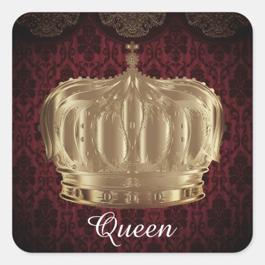 Aangepaste naam Gold Royal Crown King & Queen Broc Vierkante Sticker (Voorkant)
