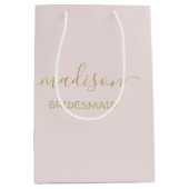 Aangepaste naam Gold Script Calligraphy Blush Pink Medium Cadeauzakje (Voorkant)