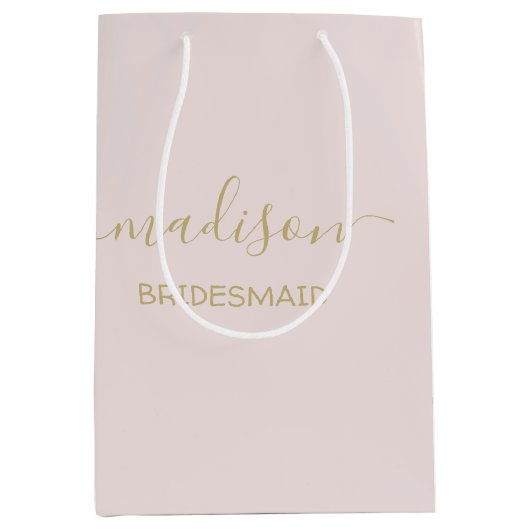 Aangepaste naam Gold Script Calligraphy Blush Pink Medium Cadeauzakje (Voorkant)