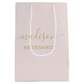 Aangepaste naam Gold Script Calligraphy Blush Pink Medium Cadeauzakje (Achterkant)