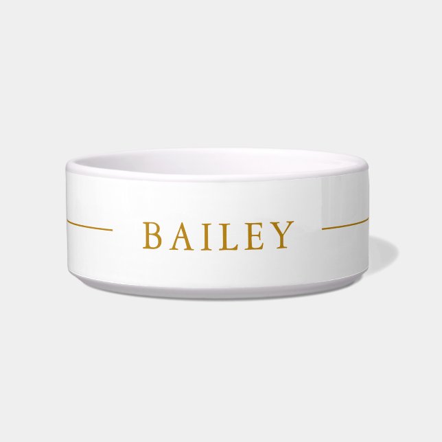 Aangepaste naam Gold Script Eenvoudig minimalistis Voerbakje (Voorkant)