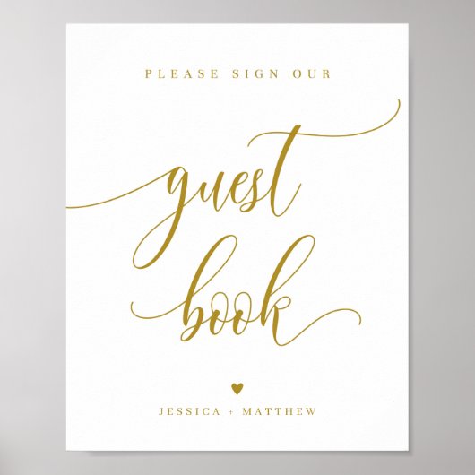 Aangepaste naam Gold Script Guest Book Sign 8x10" Poster (Voorkant)
