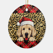 Aangepaste naam Golden Retriever hond Santa hoed B Keramisch Ornament (Links)
