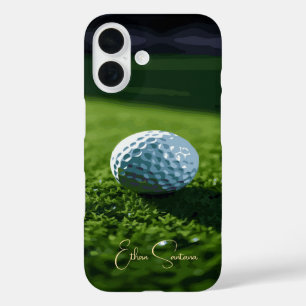 Aangepaste Naam Golf Ball op Grass iPhone 16 Hoesje