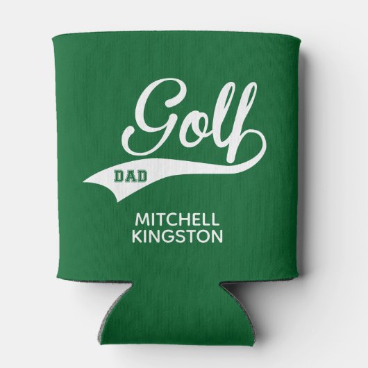 Aangepaste naam Golf Papa Groen Wit Blikjeskoeler (Achterkant)