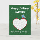 Aangepaste naam Golf Sports Heart Birthday Kaart (Gele Bloem)