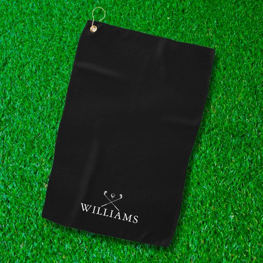 Aangepaste naam golfclubs zwart en wit golfhanddoek