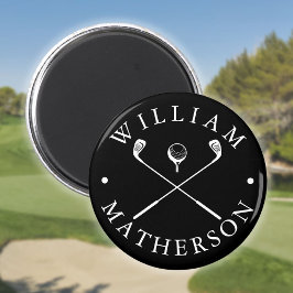 Aangepaste naam golfclubs zwart en wit magneet
