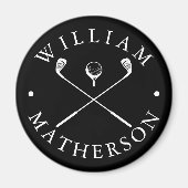 Aangepaste naam golfclubs zwart en wit magneet (Voorkant)