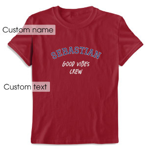Aangepaste naam Good Vibes Crew Navy Maroon Graphi T-shirt