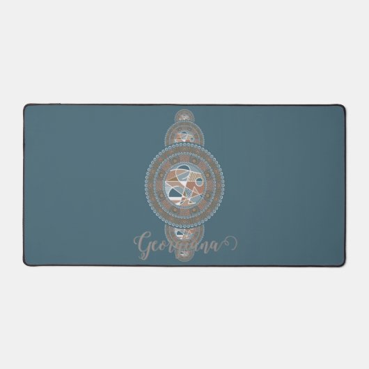 Aangepaste Naam Goud Blauwgroen Abstract Siermanda Bureaumat (Voorkant)