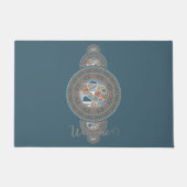 Aangepaste Naam Goud Blauwgroen Abstract Siermanda Deurmat (Voorkant)