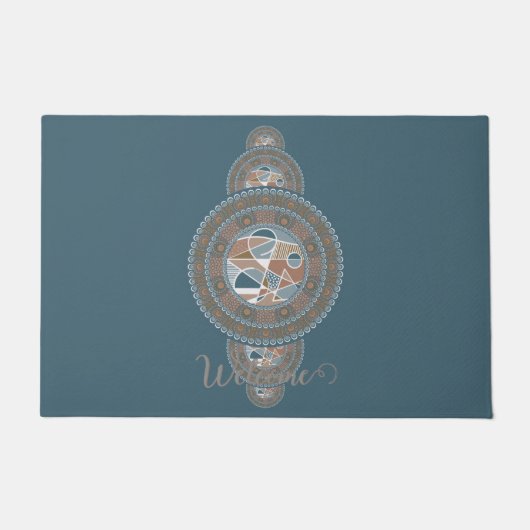 Aangepaste Naam Goud Blauwgroen Abstract Siermanda Deurmat (Voorkant)