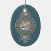 Aangepaste Naam Goud Blauwgroen Abstract Siermanda Keramisch Ornament (Voorkant)