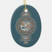 Aangepaste Naam Goud Blauwgroen Abstract Siermanda Keramisch Ornament (Achterkant)