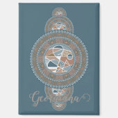 Aangepaste Naam Goud Blauwgroen Abstract Siermanda Magneet (Voorkant)