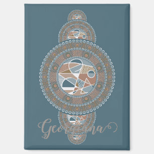 Aangepaste Naam Goud Blauwgroen Abstract Siermanda Magneet
