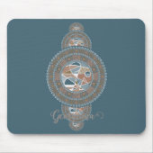 Aangepaste Naam Goud Blauwgroen Abstract Siermanda Muismat (Voorkant)