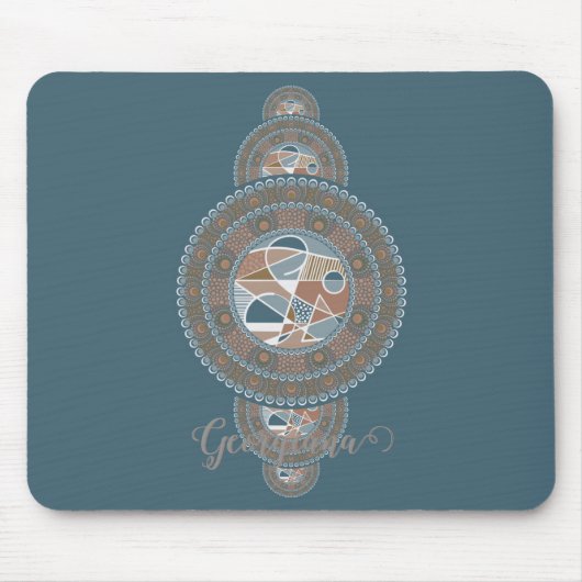 Aangepaste Naam Goud Blauwgroen Abstract Siermanda Muismat (Voorkant)