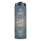 Aangepaste Naam Goud Blauwgroen Abstract Siermanda Thermosbeker (Voorkant)