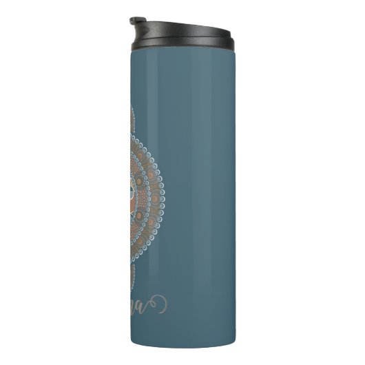 Aangepaste Naam Goud Blauwgroen Abstract Siermanda Thermosbeker (Geroteerd rechts)