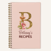 Aangepaste naam Goud Blush Roze Rozen Letter B Rec Notitieboek (Voorkant)