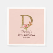 Aangepaste naam Goud Blush Roze Rozen Letter D Servet (Voorkant)