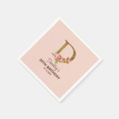 Aangepaste naam Goud Blush Roze Rozen Letter D Servet (Hoek)