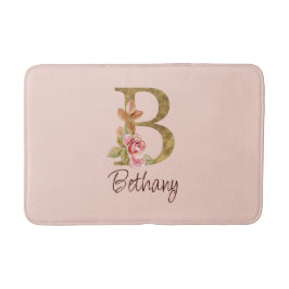 Aangepaste naam goud folie blush roze rozen letter badmat