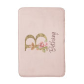 Aangepaste naam goud folie blush roze rozen letter badmat (Voorkant Verticaal)